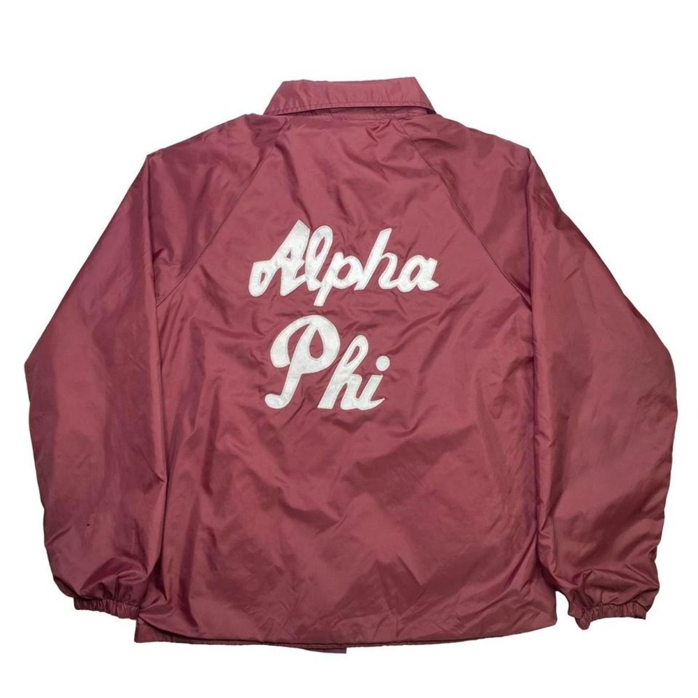 Vintage Alpha Phi x Greek college sorority nylon windbreaker jacket